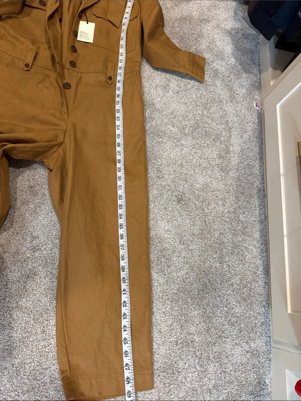camel-colored Banana Republic Heritage Safari Cotton-Linen Cropped Jumpsuit